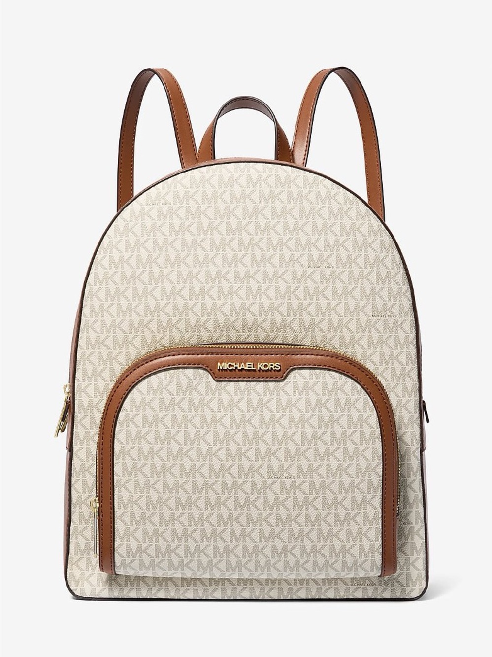 Michael Kors Cream and Brown Signature Backpack